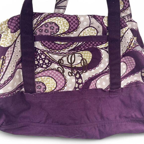 Thirty-One Purple Paisley Heavy Fabric Retro Metro Large Tote Overnight Bag 20" - Picture 4 of 8